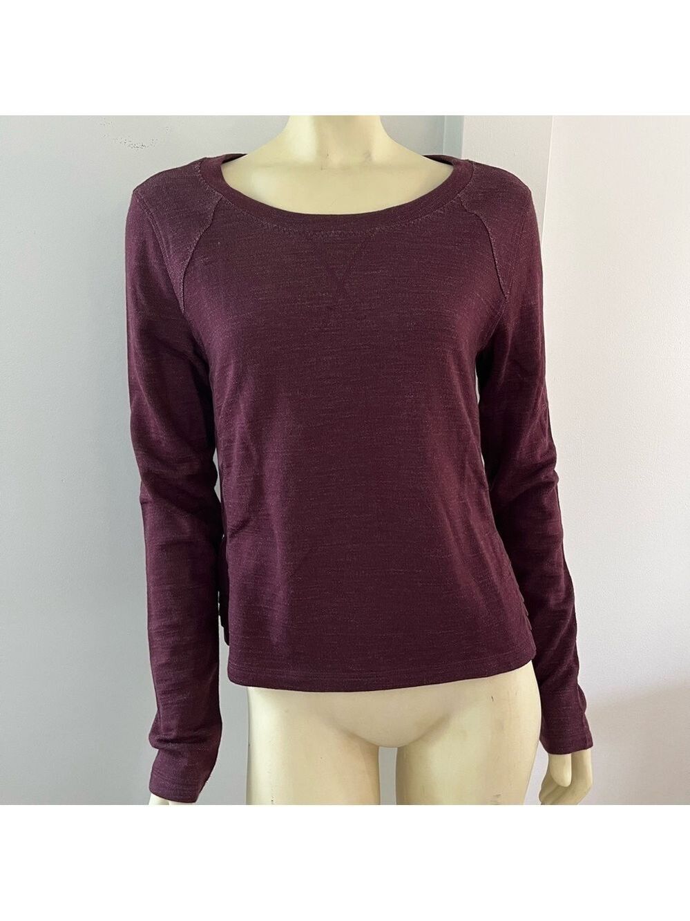 LULULEMON Sattva Pullover Sweater Marino Wool Blend Tie Back Bordeaux Drama 8